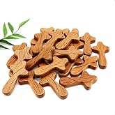 Chunful Wood Holding Crosses Bulk, 2.36 x 1.34 x 0.47 Inches, Light Brown | Hand Held Prayer Bulk, Pocket Pine Cross, Holding Hand, Jesus Clinging, Church First Communion for Christian Gift