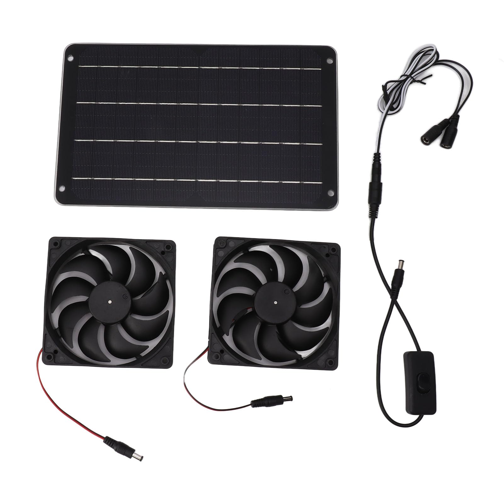 AMONIDA Solar Fan, Solar Powered Fan, 20W ABS Quick Cooling Dual Solar Powered Fan Kit with Integrated On-Off Design for RV, Greenhouses, Pet Rooms And Homes