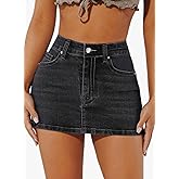 TYSSEDAL Women's Leopard Print Denim Mini Skirt High Waisted Sexy Bodycon Short Cheetah Print Jean Skirts for Women