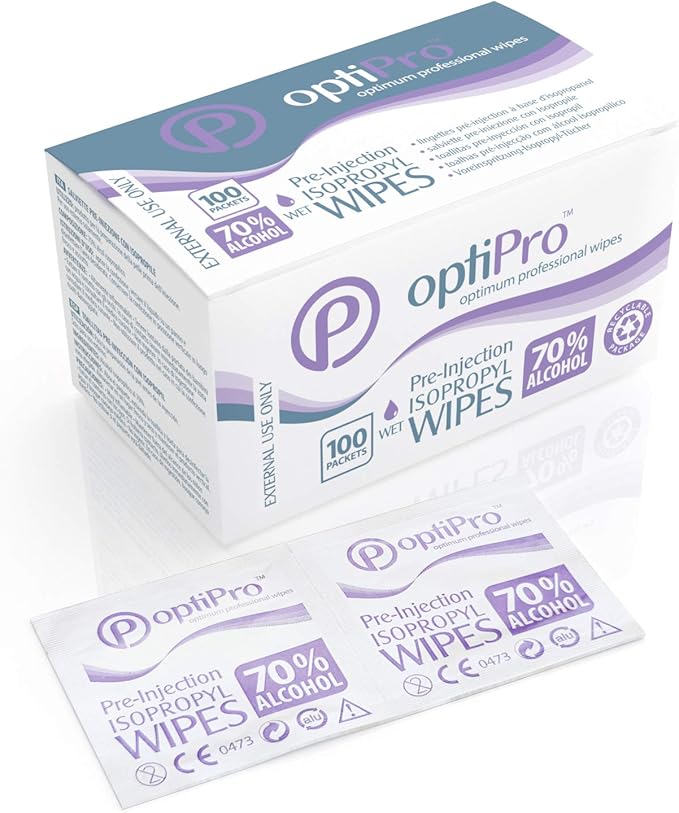 OptiPro 70 Alcohol PreInjection Isopropyl Wipes (x100) Individually