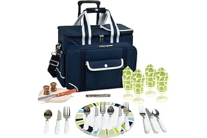 Picnic at Ascot- Original Insulated Picnic Cooler on Wheels with Service for 4- Designed & Assembled in The USA