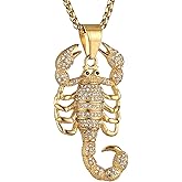 AsAlways 18K Gold Plated Animal Scorpion Scorpio Pendant Iced Out Bling CZ Hip Hop Novelty Punk Necklace Jewelry with Gift Packaging