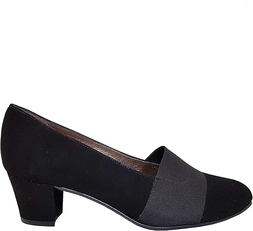 black wide heel shoes