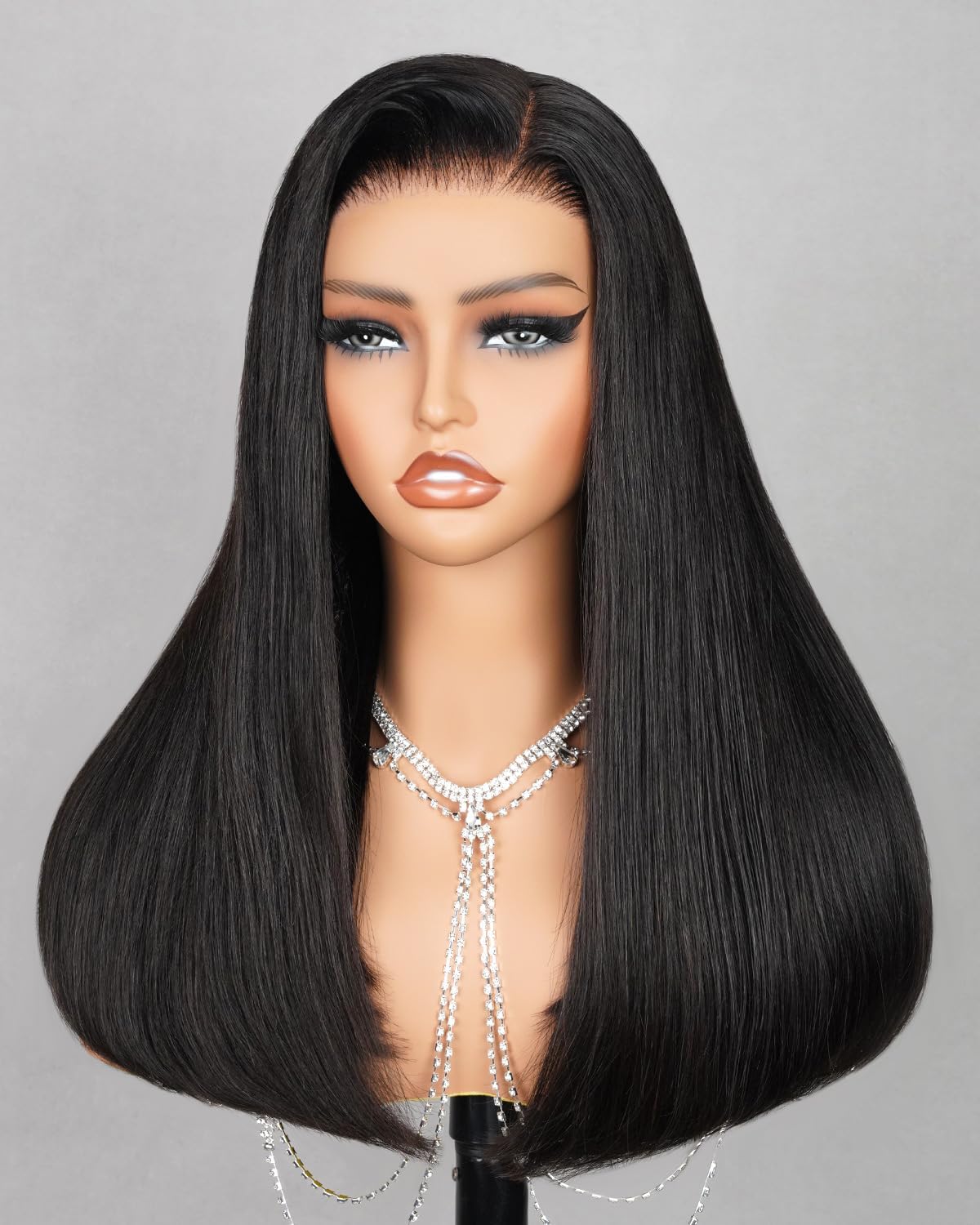 MEGALOOK Salon-Quality Wear and Go Glueless Wig Human Hair 5x6 Pre Cut Lace Frontal Wigs for Black Women 220% Density 12A Silky Straight Wigs Upgraded Pre Plucked Bleached Knots Wig Human hair 16 Inch
