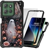 DHYYDSQZ for Motorola Moto G 5G 2025 Phone Case with Tempered Glass Screen Protector Heavy Duty Dual Layer Forest Ghosts Hard PC Soft TPU Shockproof Protective Cover Case for Moto G 5G 2025
