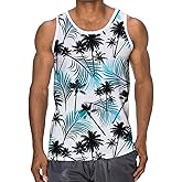 Idgreatim Mens Hawaiian Tank Tops 3D Graphic Summer Beach Sleeveless T Shirt