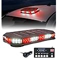 80 LED Roof Top Amber Strobe Light Bar Emergency Warning Flashing Safety Hazard Double Side Traffic Advisor Lights Magnetic Mount For Plow/Tow Trucks Construction Vehicles Snow Pickup - View #3