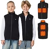 Glaais Kids Heated Vest with 7.4V 12000mAh Battery Pack Included, Boys Girls Lightweight Electric Fleece Heated Vests