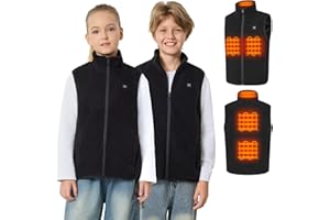 Kids Heated Vest with 7.4V 12000mAh Battery Pack Included, Boys Girls Lightweight Electric Fleece Heated Vests