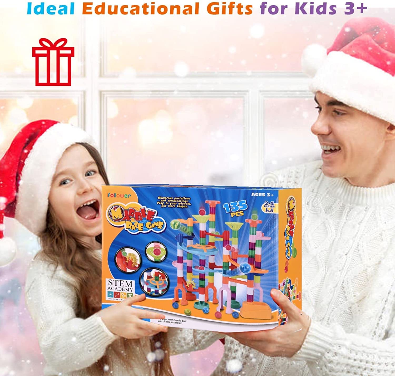 Marble Run, 135pcs Marble Maze Game Construction Building Toys for Kids, Marble Track Race Set STEM Learning Toys Gift for Boys Girls 3 4 5 6 7 8 9 10+