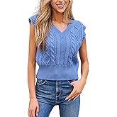 CUPSHE Women's Sweater Vest Casual V Neck Sleeveless Cable Knitted Pullover Crop Tops