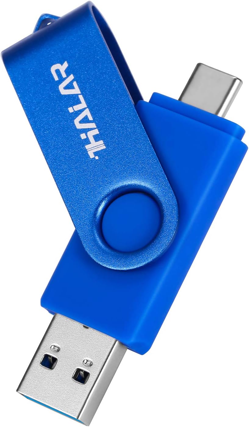 THKAILAR USB C Flash Drive128GB-Type C Thumb Drive 2-in-1 Memory Stick with USB A and Type-C Port Compatible with Samsung Mac Pro Laptops PC High Speed Data Transfer(Royal Blue)