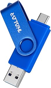 THKAILAR USB C Flash Drive128GB-Type C Thumb Drive 2-in-1 Memory Stick with USB A and Type-C Port Compatible with Samsung Mac Pro Laptops PC High Speed Data Transfer(Royal Blue)