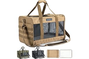 VEAGIA Cat Carrier,Pet Carrier,Cat Carriers for Medium Cats Under 25,Soft Puppy Travel Bag Carriers for Small Dogs Airline Approved (17.5 x 12 x 12 inches, Khaki 02)