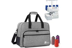 Yarwo Overlock Serger Machine Carrying Case Anti-Slip Bottom for Most Standard Overlocker Sewing Machine and Serger Supplies, Gray