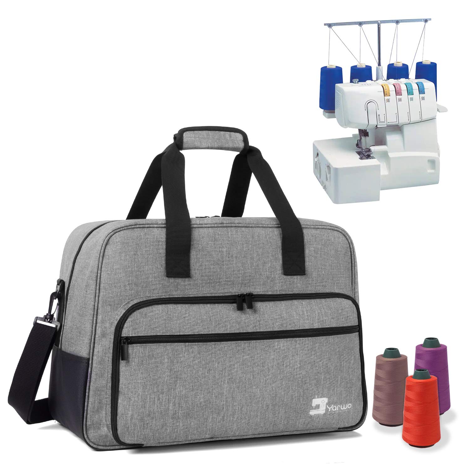 Yarwo Overlocker Bag - Universal Machine Bag for Most Major Overlockers and Accessories, Grey