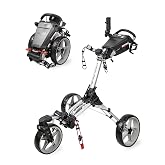 Caddytek CaddyLite Auto+360 Golf Push Cart - 4 Wheel Lightweight Foldable Golf Pushcart with Auto Folding, 360&deg; Swivel Front Wheel, Aluminum Frame, EVA Wheels, Foot Brake, Umbrella &amp; Drink Holder