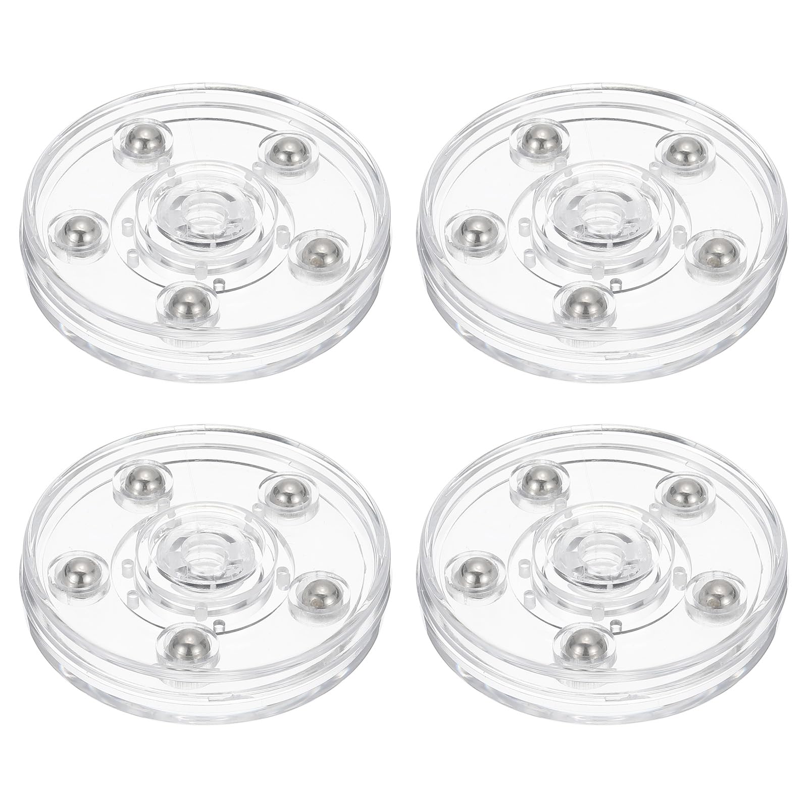 PATIKIL 2.5 Inch Heavy Rotating Swivel Stand, 4Pcs 360˚ Rotation Lazy Susan Turntable with Steel Ball Bearings for Model Base Rotating Plants TV Computers Monitors, Clear