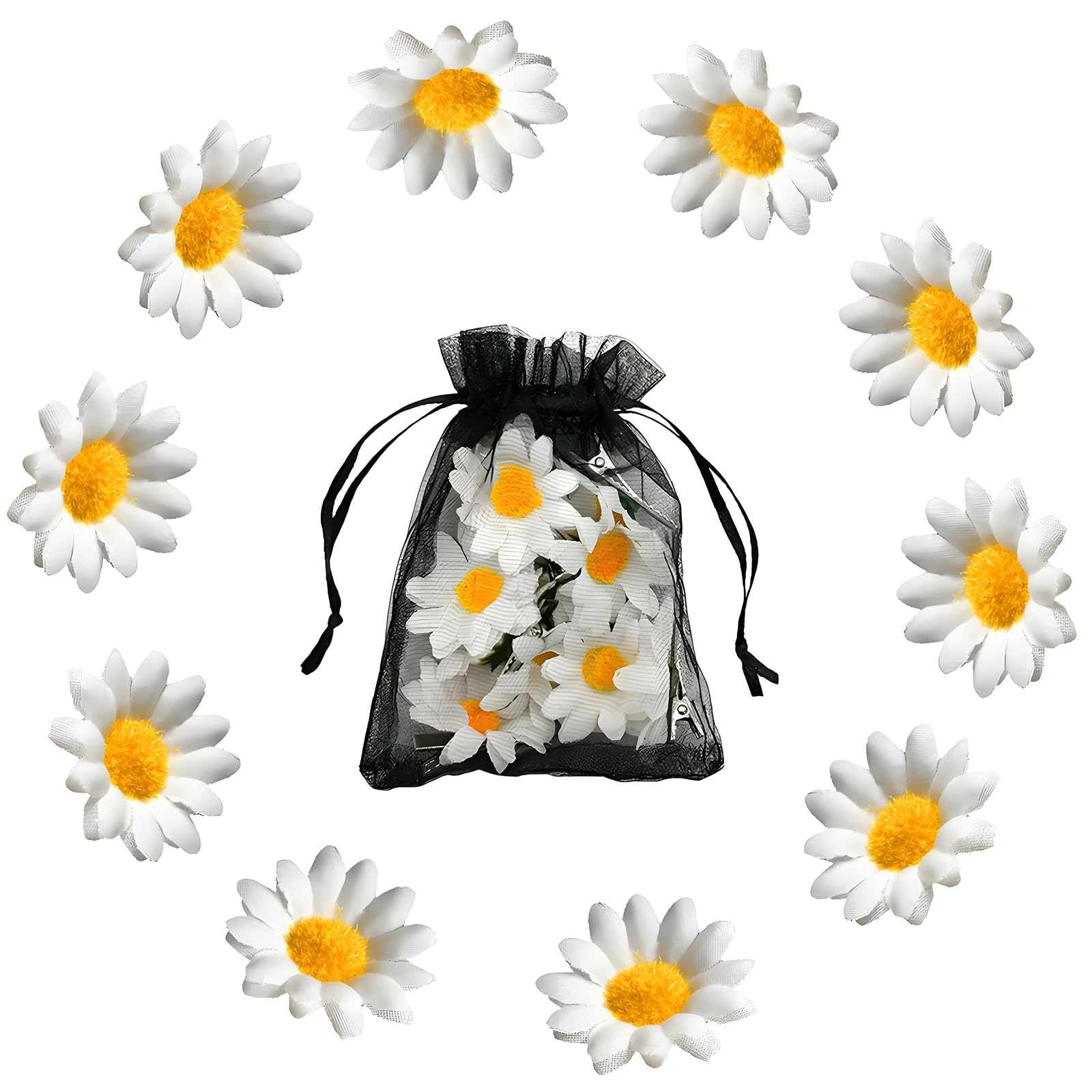 Daisy Flower Hair Clips Cute Floral Hair Pins for Women Girls Boho Hair Accessories for Daily Party Festival Wedding Hair Decoration (10Pcs)