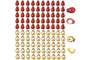 ELWISH 120pcs Wood Bees and Wood Ladybugs Flatback Bees Wooden Ladybugs Self-Adhesive Embellishments for Craft Scrapbooking Baby Shower Birthday Party Decoration