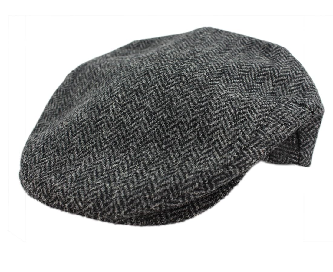 John Hanly & Co. Irish Tweed Flat Cap Grey Herringbone Made in