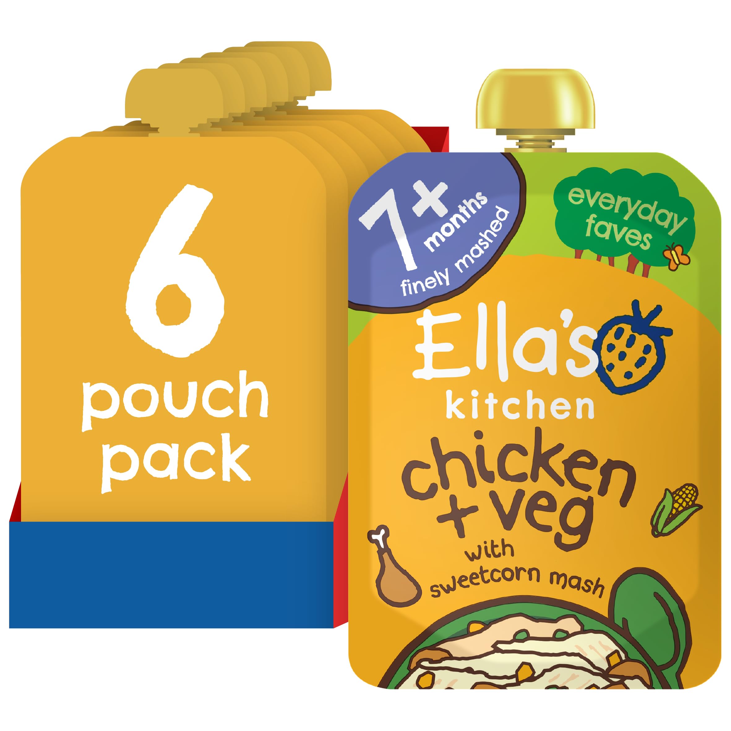 Ella's Kitchen Stage 2 from 7 Months Oh So Creamy Organic Chicken and Sweetcorn Mash with Herb Sprinkles 130 g (Pack of 6)