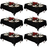 Fixwal 6 Pack Black Table Cloth for Rectangle Table, 70 x 120 Inch Polyester Fabric Tablecloths Rectangular Table Covers 6-8ft for Party, Banquet, Dining, New Year Decorations, Graduation