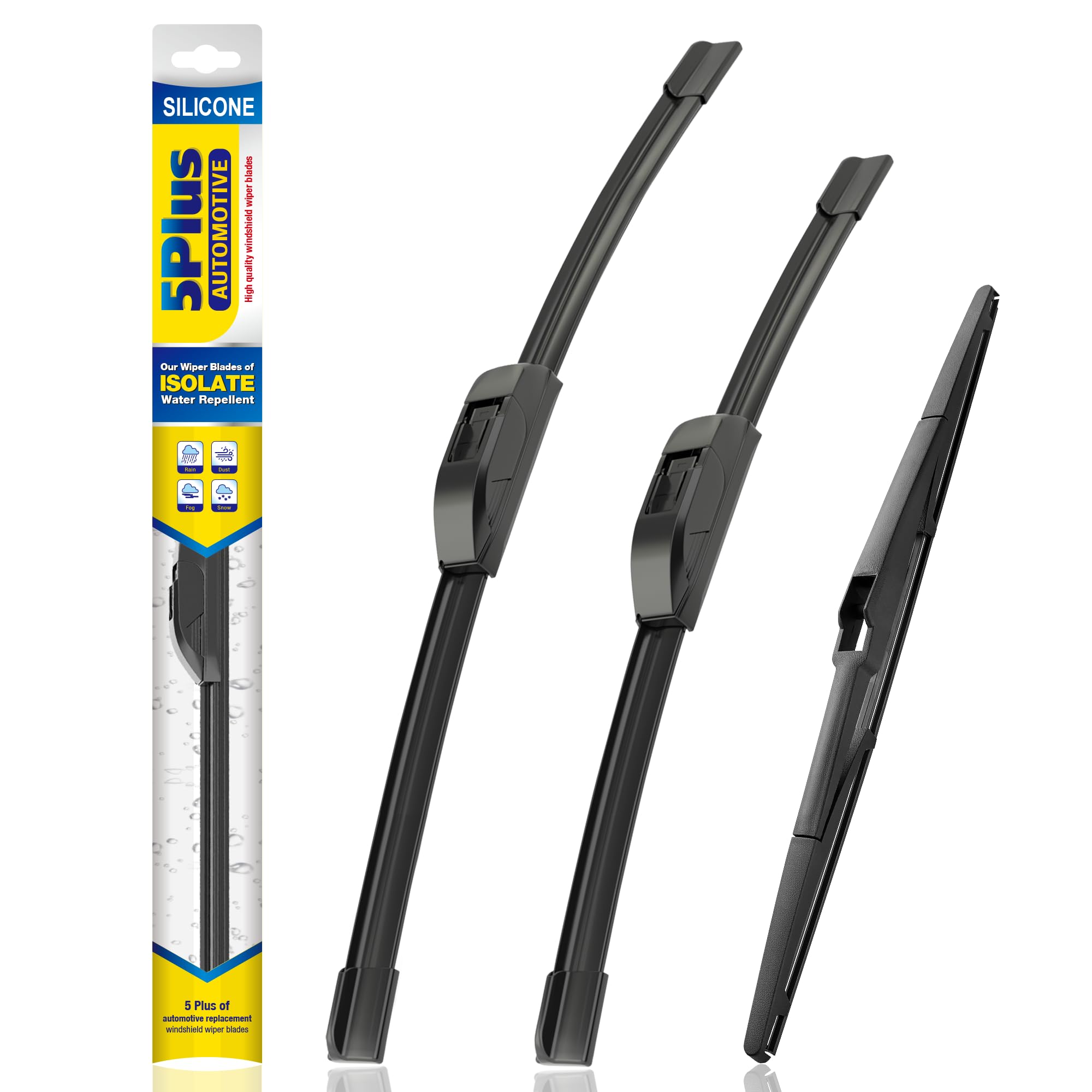Photo 1 of 5 PLUS® Silicone Windshield Wipers Replacement for 2016-2021 Hyundai Tucson/ 2007-2012 Mazda CX-7 Wiper Blades(Set of 3), Windshield Wiper Blades For My Car-26"/16"/14"