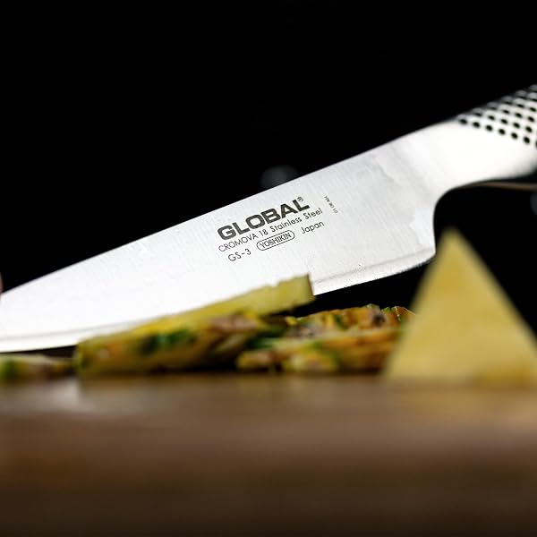 GLOBAL 5 INCH CHEF’S UTILITY KNIFE – LIGHTWEIGHT JAPANESE STAINLESS STEEL, RAZOR-SHARP EDGE, MADE IN JAPAN, GS-3