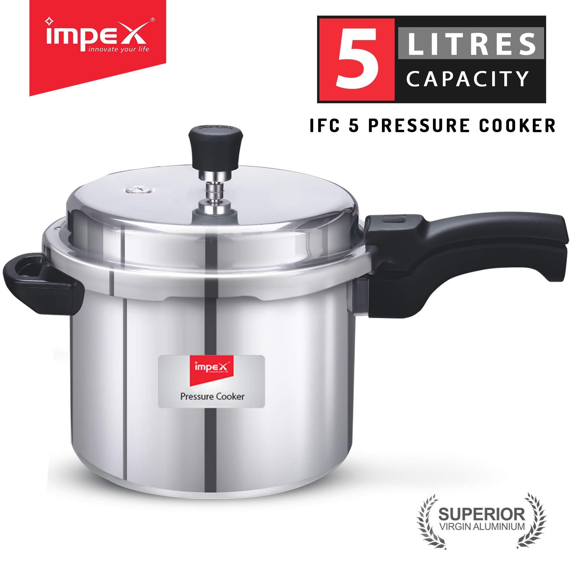 Impex IFC5 Induction Base Aluminium Pressure Cooker with Outer Lid (5