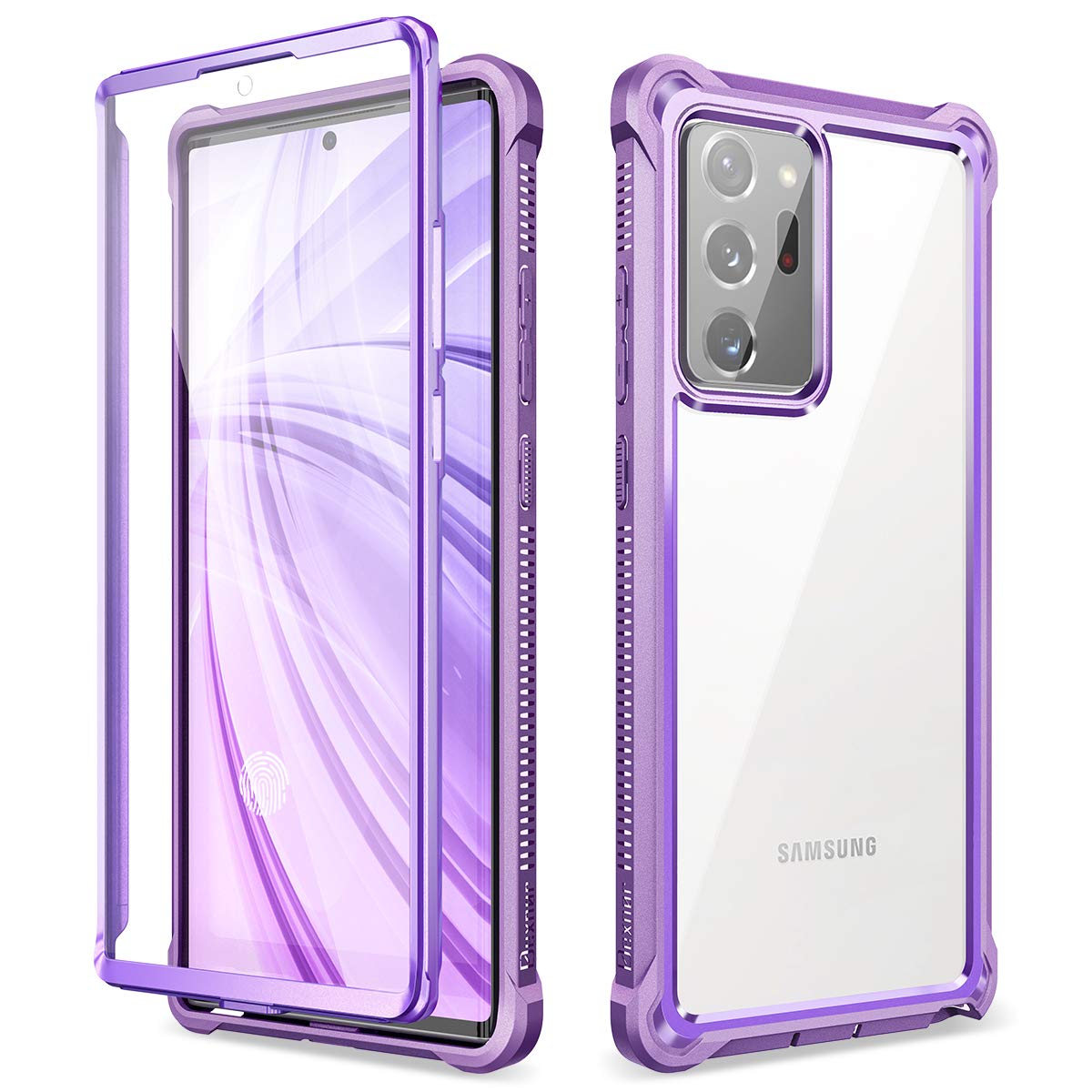 Dexnor Case for Samsung Galaxy Note 20 Ultra 5G 6.9 Inch with Built-in Screen Protector 360 Degree Dust Proof Front and Back Clear Full Body Outdoor TPU+PC Shockproof Protective Cover - Purple