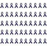 Mzztino Dark Blue Awareness Ribbon Pin Colon Cancer Rectal Cancer Awareness Enamel Lapel Pins 50Pcs