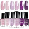 Morovan Nail Polish Set Fingernail: Lilac Light Purple Quick Dry Nail Polish Kit 0.25oz Lavender Regular Pack Glossy Finger Nail Polish Gifts for Women