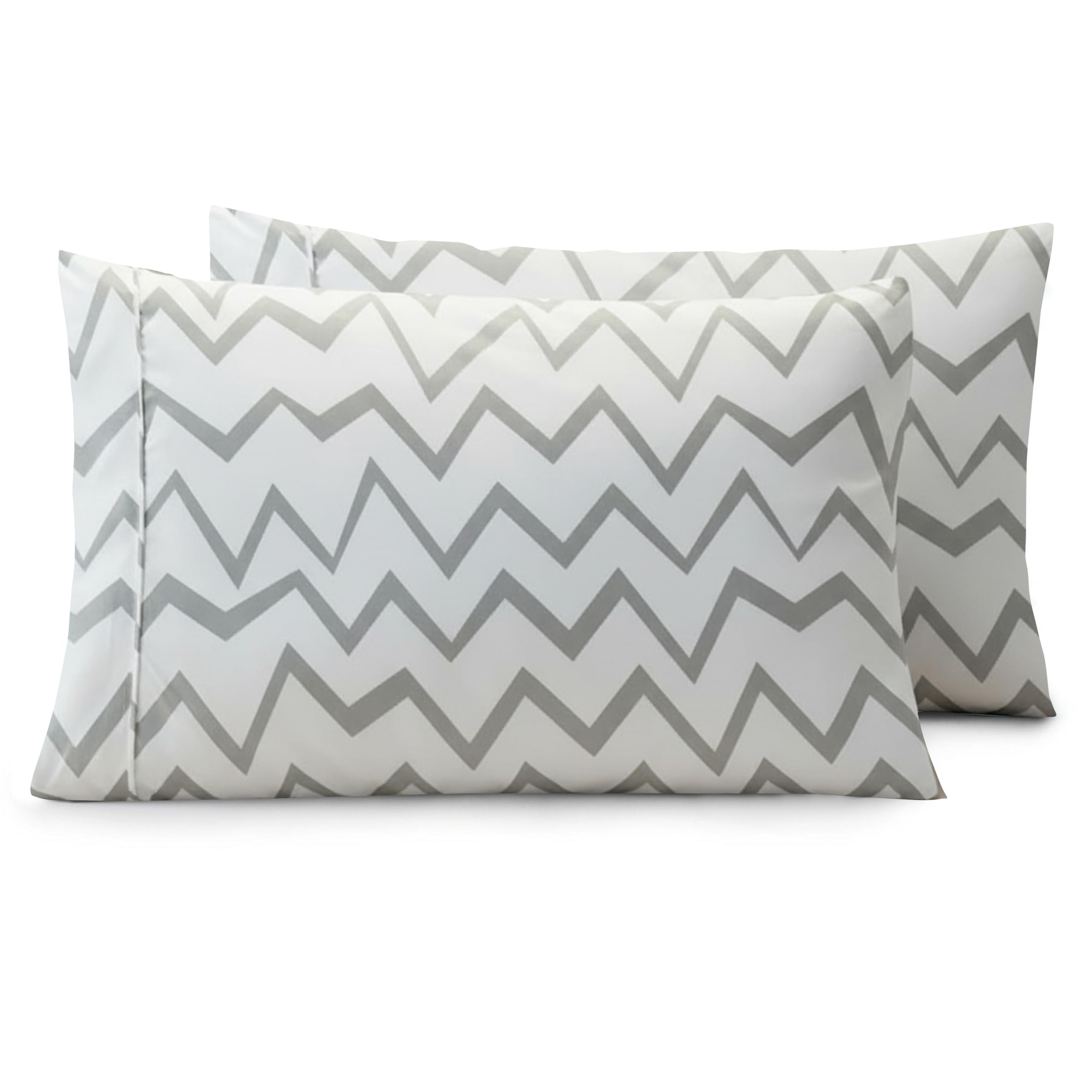 Elegant Comfort Luxury Ultra-Soft 2-Piece Pillowcase Set - 1500 Premium Hotel Quality Microfiber Double Brushed - Wrinkle Resistant, Standard/Queen, Chevron Pattern Gray