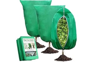 DPWCVM 3Pcs 47' X 71' Plant Covers Freeze Protection, Frost Cloth with Zipper Drawstring Frost Blankets Plant Protection Cover Bags for Heavy Duty Winter Cold Weather Outdoor Plants Bush Shrub.(Green)