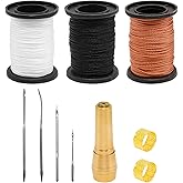 Funstreet Nylon Thread Sewing Kit with Heavy Duty Needles Sewing Awl Kit for Upholstery Leather Shoes DIY Crafts, 55 Yards Each