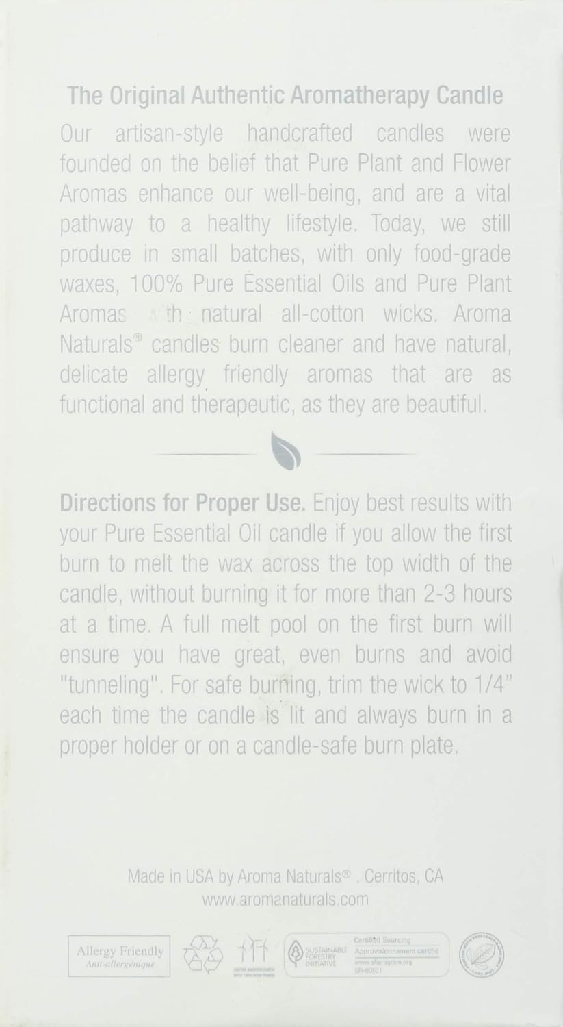 Aroma Naturals Essential Oil Lavender & Tangerine Scented Pillar Candle, Relaxing, 2.5 inch x 4 inch: Beauty