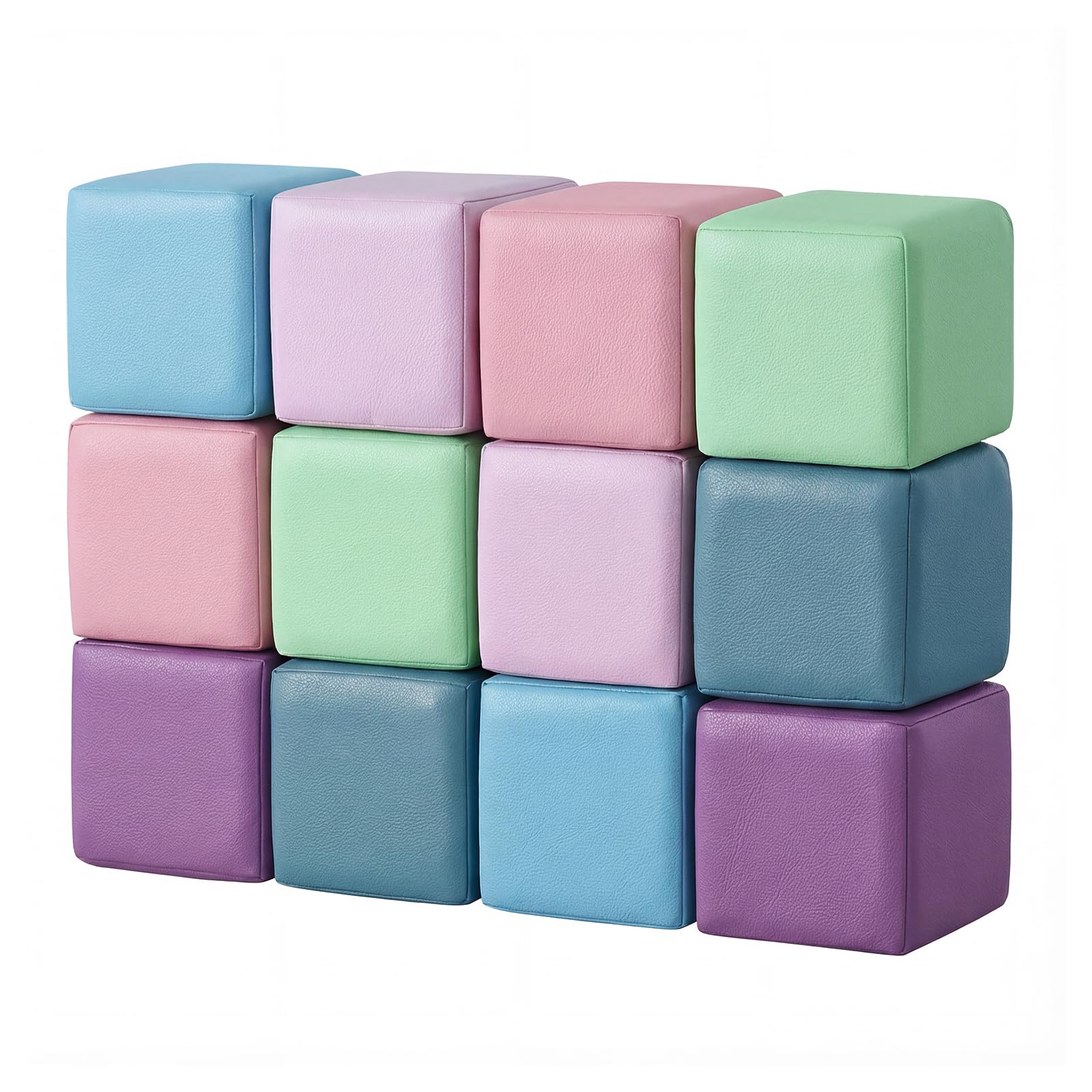 JungleDove Soft Play Sets Indoor: 12 PCS PU Leather Baby Soft Foam Building Blocks - Giant Stacking Blocks - Toddler Soft Play Equipment for Motor Development