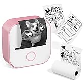 Memoqueen T02 Mini Bluetooth Sticker Printer - Portable Inkless Thermal Photo Printer for DIY Journaling, Memos & Photos - iOS/Android Compatible - Pink
