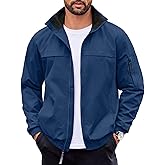 COOFANDY Mens Lightweight Bomber Jackets Stand Collar Windbreaker Softshell Jacket Zip Up Coat for Fall Outdoor