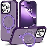 SKYLMW Compatible with iPhone 16 Pro Case with Invisible Magnetic O-Ring Stand Military-Grade Translucent Case for iPhone 16 Pro 6.3" [Compatible with Mag-Safe][Great Grip Feeling], Purple