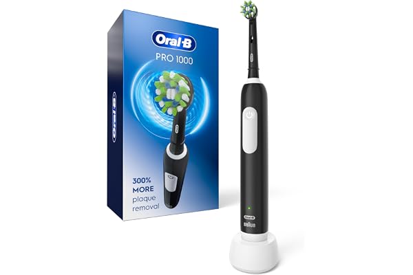 Oral-B Pro 1000 Electric Toothbrush, Black, Rechargeable Power Toothbrush with 1 Brush Head