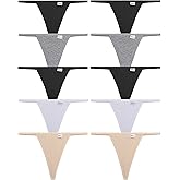 FINETOO 10 Pack G-String Thongs for Women Cotton Panties Stretch T-back Tangas Low Rise Hipster Underwear Sexy S-XL