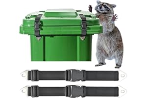 ELEMONY 2Pcs Trash Can Locks for Animals, Durable Trash Can Lid Lock Straps, Adjustable Garbage Can Locks with Stainless Steel Accessories, Prevent Raccoons Bears Squirrels Dogs, for Outdoor Garbage Can