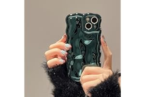 FABSPARK Case for iPhone 15 Pro Max,3D Meteorite Bubble Pattern Electroplate Plating Glitter Curly Wavy Frame Glossy Case,Soft TPU Shockproof for iPhone 15 Pro Max 6.7 Inch,Dark Green