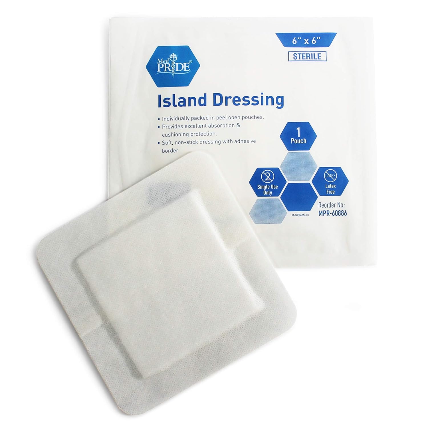 Medpride 4” x 4” Bordered Gauze-Island Dressing| 25 Pack-Individually Packed Pouches| Wound Dressing with Adhesive, Breathable Borders| Sterile & Highly Absorbent| Latex-Free: Industrial & Scientific