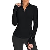 BMJL Womens Long Sleeve Workout Tops UPF 50+ Sun Protection 1/4 Zip Ribbed Shirt Hiking Pullover with Pockets