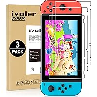 [3 Pack] Screen Protector Tempered Glass for Nintendo Switch, iVoler Transparent HD Clear Anti-Scratch Screen Protector…