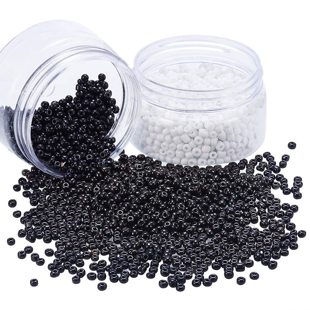 NBEADS 2 Boxes 2400 Pcs 2 Colors 6/0 Round Glass Seed Beads 4mm Opaque Round Loose Beads Pony Beads for Diy Craft Bracelet Necklace Jewelry Making