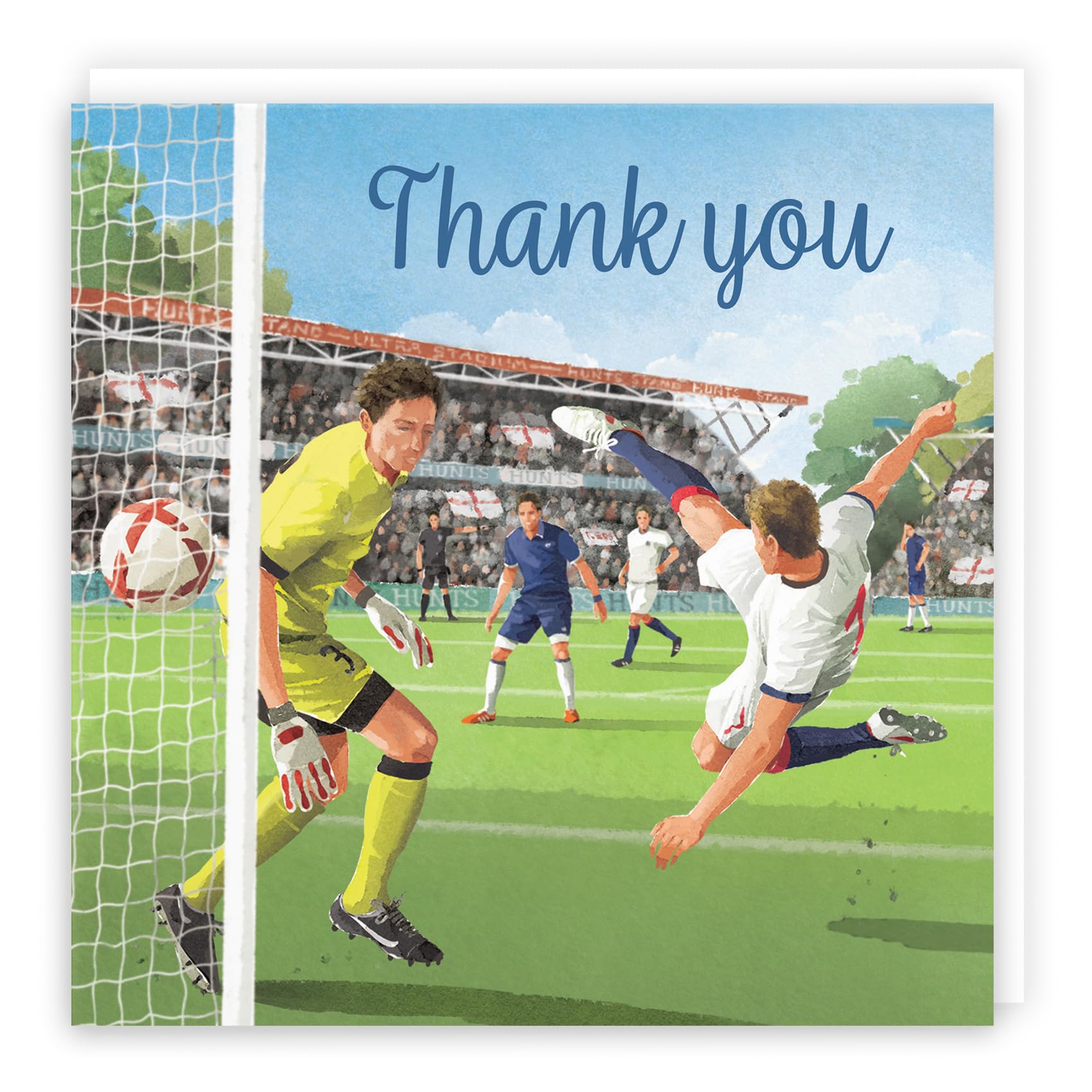 Hunts England - Football Fun Thank You Card For Him - Milo's Gallery - Footy Thank You Card - Thank You Card For Footie Fans - For Boys, Men, Husband, Dad, Grandad, Son, Brother
